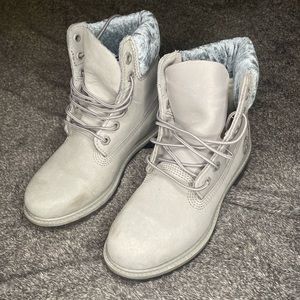 Silver and Grey Timberlands